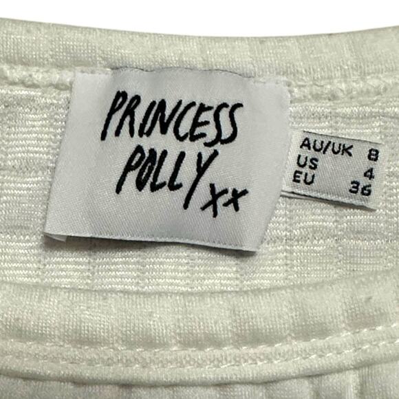 Princess Polly Arabella Waffle Knit Cropped Tank Top Size 4 White - Picture 5 of 6